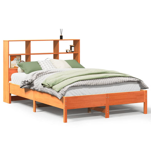 vidaXL Bookcase Bed without Mattress Wax Brown 150x200 cm King Size Solid Wood Pine
