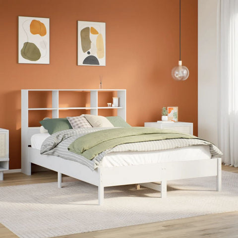 vidaXL Bookcase Bed without Mattress White 140x200 cm Solid Wood Pine