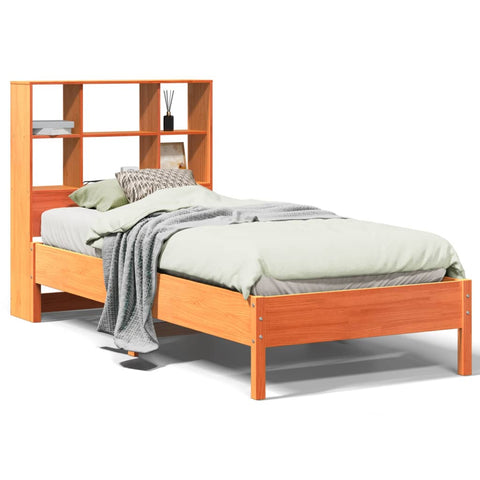 vidaXL Bookcase Bed without Mattress Wax Brown 90x200 cm Solid Wood Pine