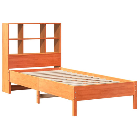vidaXL Bookcase Bed without Mattress Wax Brown 90x200 cm Solid Wood Pine