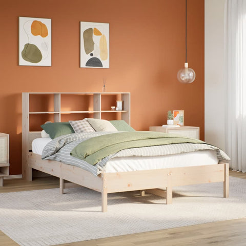 vidaXL Bookcase Bed without Mattress 135x190 cm Double Solid Wood Pine