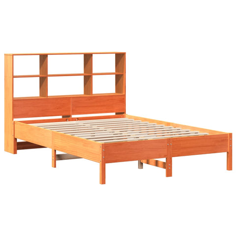 vidaXL Bookcase Bed without Mattress Wax Brown 135x190 cm Double Solid Wood Pine