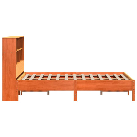 vidaXL Bookcase Bed without Mattress Wax Brown 135x190 cm Double Solid Wood Pine