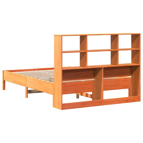 vidaXL Bookcase Bed without Mattress Wax Brown 135x190 cm Double Solid Wood Pine