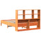 vidaXL Bookcase Bed without Mattress Wax Brown 135x190 cm Double Solid Wood Pine