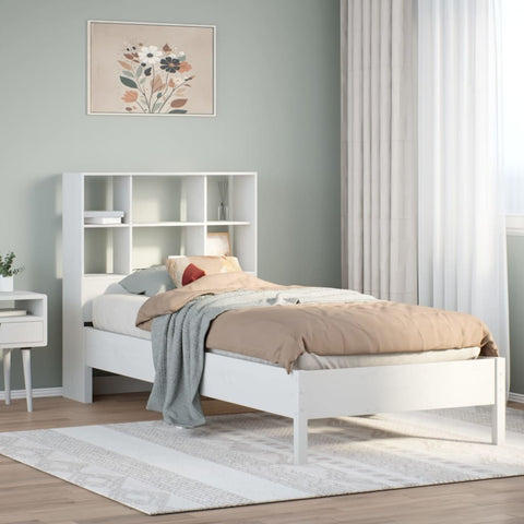 vidaXL Bookcase Bed without Mattress White 90x190 cm Single Solid Wood Pine