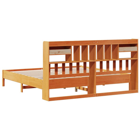 vidaXL Bookcase Bed without Mattress Wax Brown 200x200 cm Solid Wood Pine