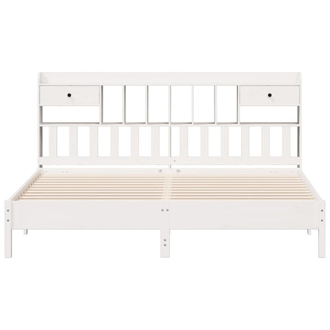 vidaXL Bookcase Bed without Mattress White 180x200 cm Super King Solid Wood Pine
