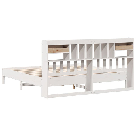 vidaXL Bookcase Bed without Mattress White 180x200 cm Super King Solid Wood Pine