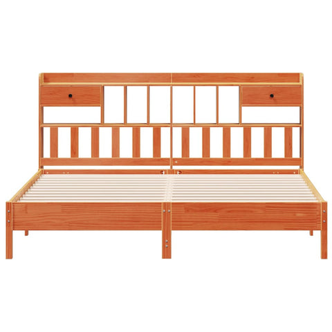 vidaXL Bookcase Bed without Mattress Wax Brown 180x200 cm Super King Solid Wood Pine