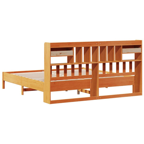 vidaXL Bookcase Bed without Mattress Wax Brown 180x200 cm Super King Solid Wood Pine