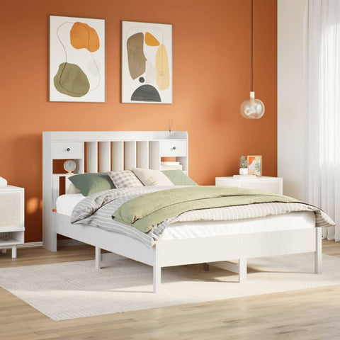 vidaXL Bookcase Bed without Mattress White 160x200 cm Solid Wood Pine