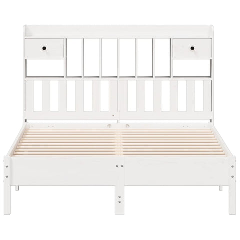 vidaXL Bookcase Bed without Mattress White 150x200 cm King Size Solid Wood Pine