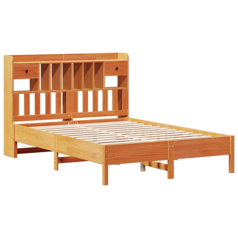 vidaXL Bookcase Bed without Mattress Wax Brown 140x200 cm Solid Wood Pine