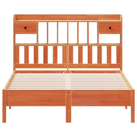 vidaXL Bookcase Bed without Mattress Wax Brown 140x200 cm Solid Wood Pine