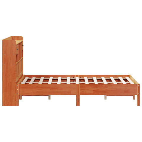 vidaXL Bookcase Bed without Mattress Wax Brown 140x200 cm Solid Wood Pine
