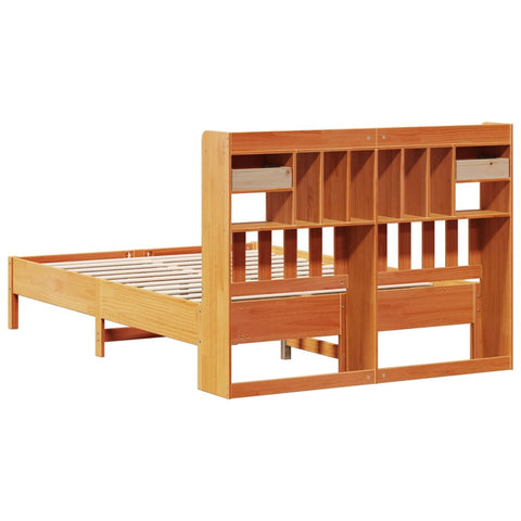 vidaXL Bookcase Bed without Mattress Wax Brown 140x200 cm Solid Wood Pine