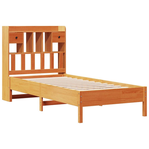 vidaXL Bookcase Bed without Mattress Wax Brown 90x200 cm Solid Wood Pine