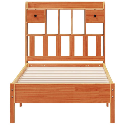 vidaXL Bookcase Bed without Mattress Wax Brown 90x200 cm Solid Wood Pine