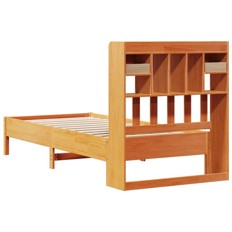 vidaXL Bookcase Bed without Mattress Wax Brown 90x200 cm Solid Wood Pine