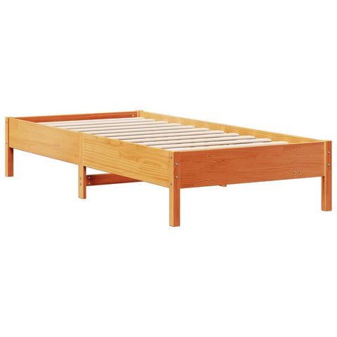 vidaXL Bookcase Bed without Mattress Wax Brown 90x200 cm Solid Wood Pine