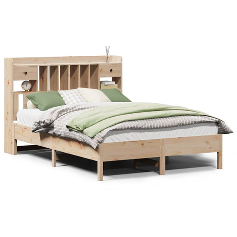 vidaXL Bookcase Bed without Mattress 135x190 cm Double Solid Wood Pine