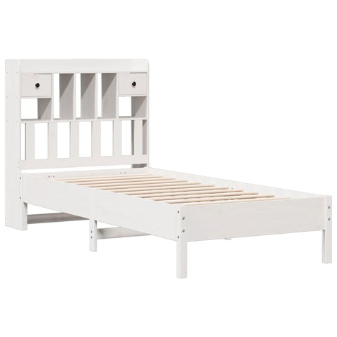 vidaXL Bookcase Bed without Mattress White 75x190 cm Small Single Solid Wood Pine