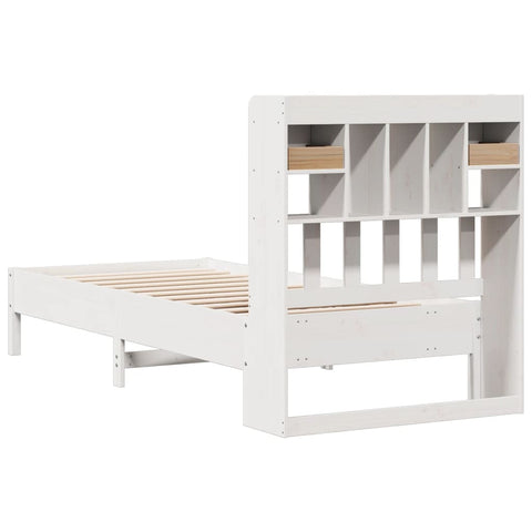 vidaXL Bookcase Bed without Mattress White 75x190 cm Small Single Solid Wood Pine