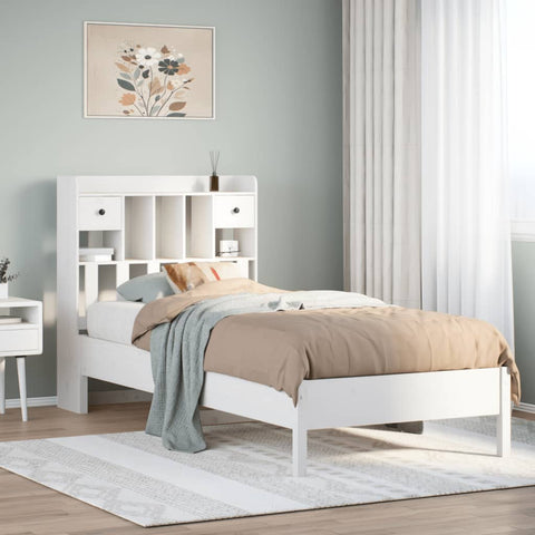 vidaXL Bookcase Bed without Mattress White 75x190 cm Small Single Solid Wood Pine