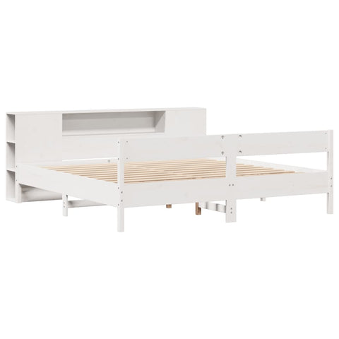 vidaXL Bookcase Bed without Mattress White 200x200cm Solid Wood Pine