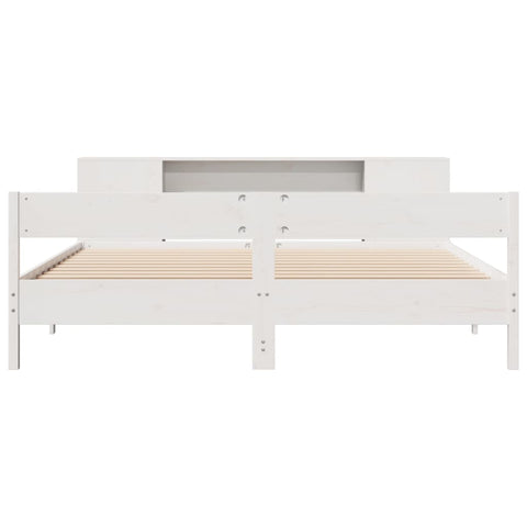 vidaXL Bookcase Bed without Mattress White 200x200cm Solid Wood Pine