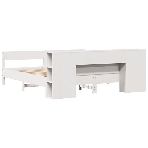 vidaXL Bookcase Bed without Mattress White 200x200cm Solid Wood Pine