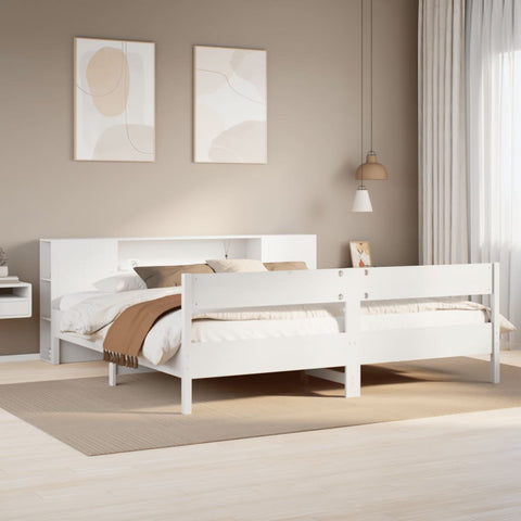 vidaXL Bookcase Bed without Mattress White 200x200cm Solid Wood Pine