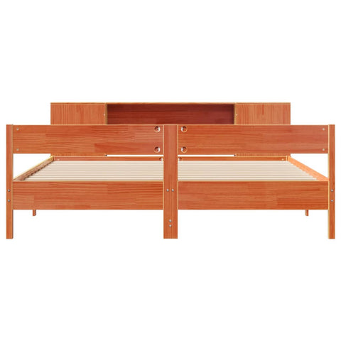 vidaXL Bookcase Bed without Mattress Wax Brown 200x200cm Solid Wood Pine