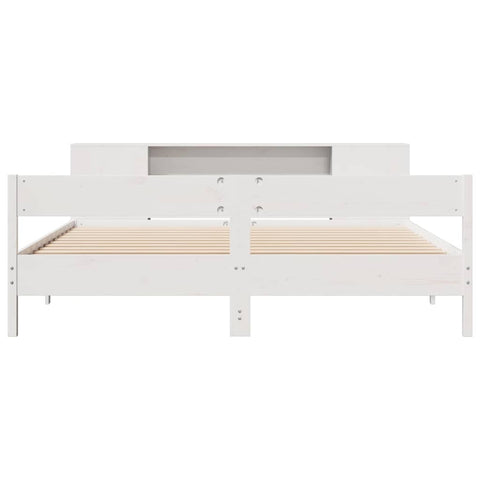 vidaXL Bookcase Bed without Mattress White 180x200 cm Super King Solid Wood Pine