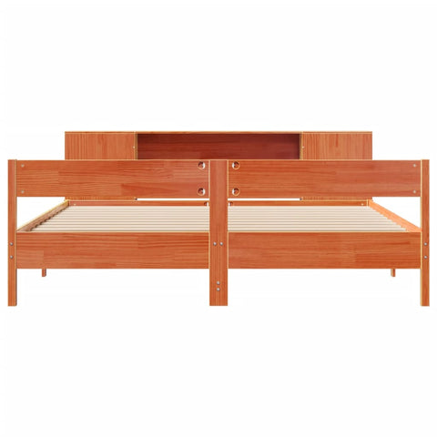 vidaXL Bookcase Bed without Mattress Wax Brown 180x200 cm Super King Solid Wood Pine