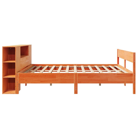 vidaXL Bookcase Bed without Mattress Wax Brown 180x200 cm Super King Solid Wood Pine