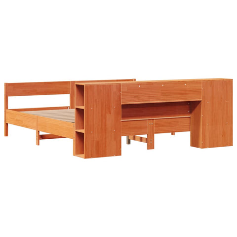 vidaXL Bookcase Bed without Mattress Wax Brown 180x200 cm Super King Solid Wood Pine