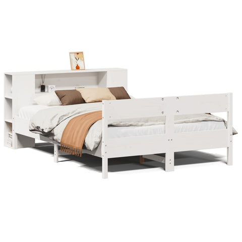 vidaXL Bookcase Bed without Mattress White 120x200cm Solid Wood Pine