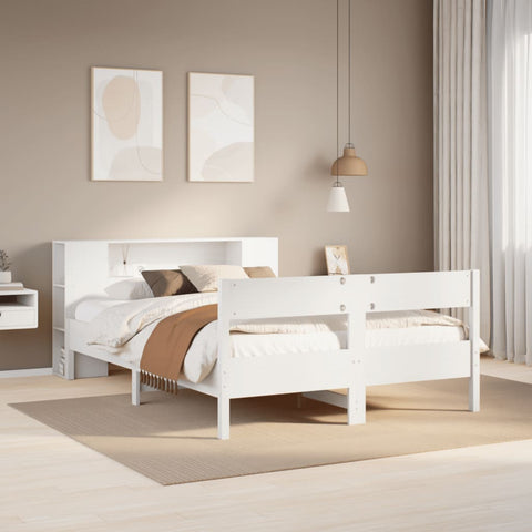 vidaXL Bookcase Bed without Mattress White 120x200cm Solid Wood Pine