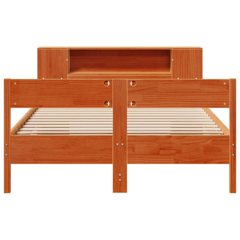 vidaXL Bookcase Bed without Mattress Wax Brown 135x190 cm Double Solid Wood Pine