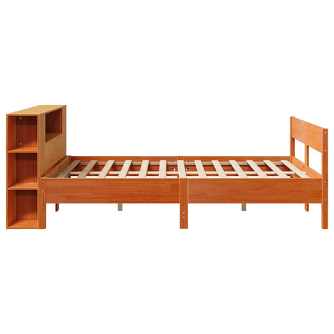 vidaXL Bookcase Bed without Mattress Wax Brown 135x190 cm Double Solid Wood Pine