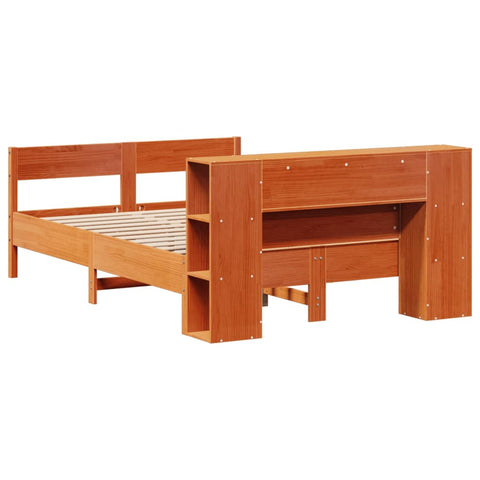vidaXL Bookcase Bed without Mattress Wax Brown 135x190 cm Double Solid Wood Pine