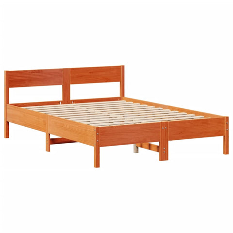 vidaXL Bookcase Bed without Mattress Wax Brown 135x190 cm Double Solid Wood Pine