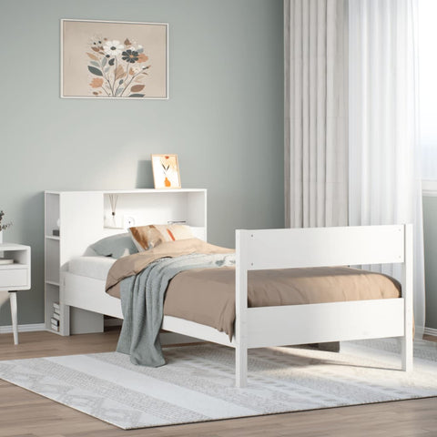 vidaXL Bookcase Bed without Mattress White 90x190 cm Single Solid Wood Pine