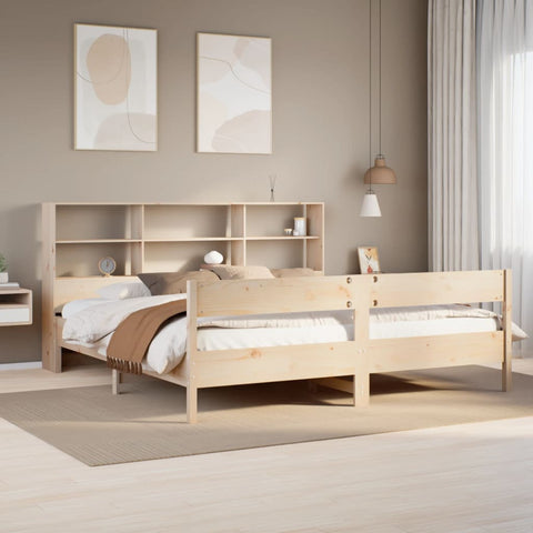 vidaXL Bookcase Bed without Mattress 200x200cm Solid Wood Pine