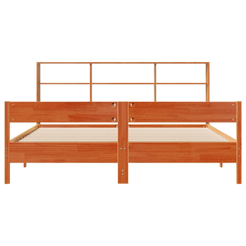 vidaXL Bookcase Bed without Mattress Wax Brown 180x200 cm Super King Solid Wood Pine