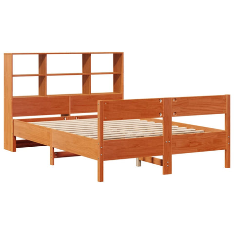 vidaXL Bookcase Bed without Mattress Wax Brown 160x200cm Solid Wood Pine