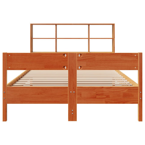vidaXL Bookcase Bed without Mattress Wax Brown 160x200cm Solid Wood Pine