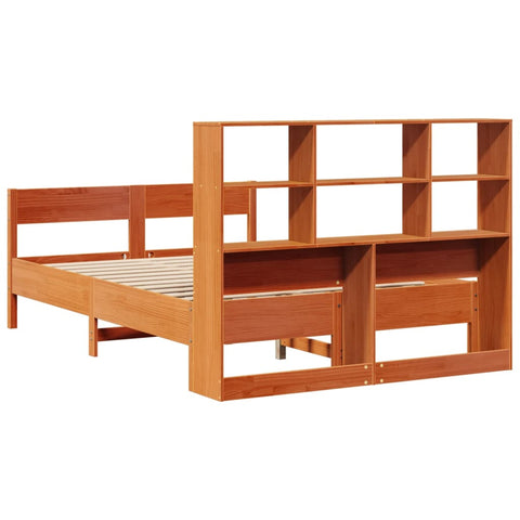 vidaXL Bookcase Bed without Mattress Wax Brown 160x200cm Solid Wood Pine